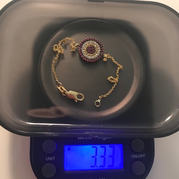🧿18k Yellow Gold and Ruby Evil Eye Bracelet🧿 - Picture 6 of 6